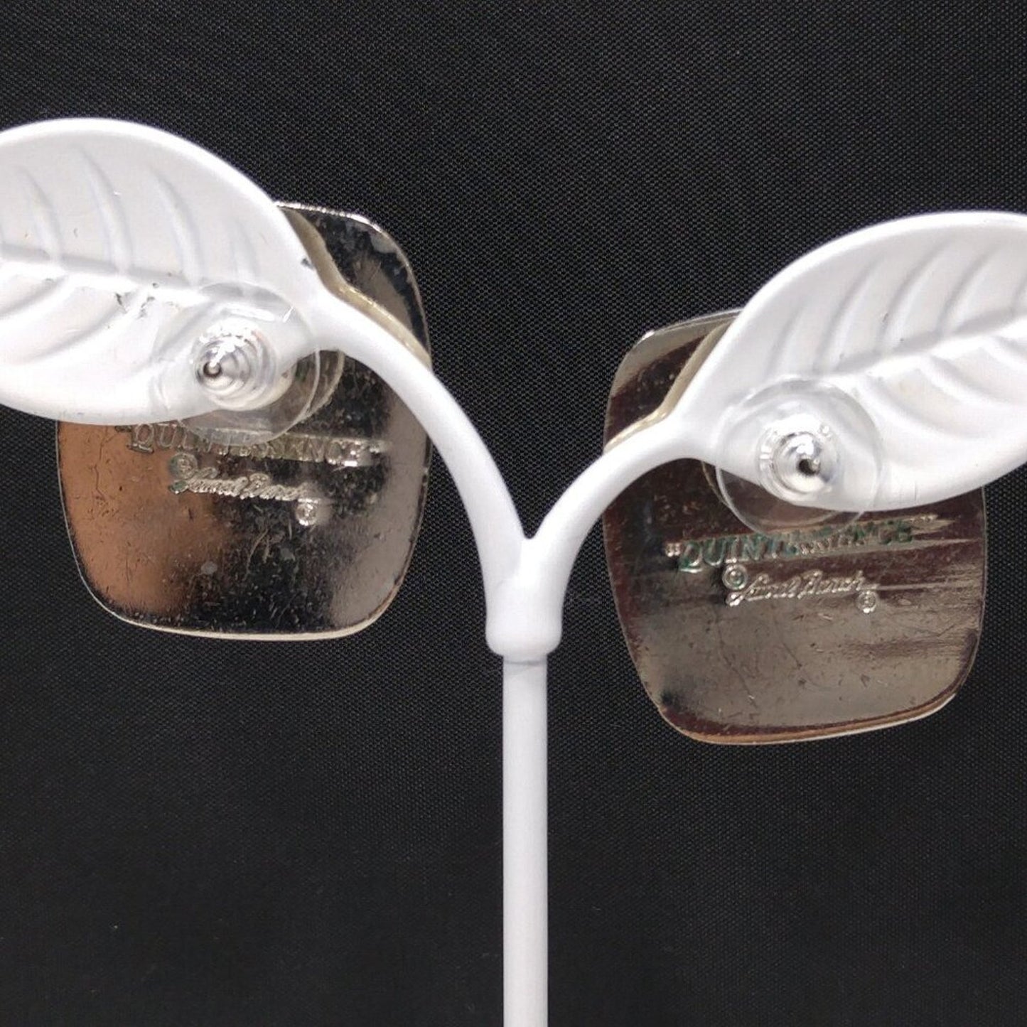 Vintage Laurel Burch "Quintessence" Geometric Earrings, Rhodium Plated, 1 1/8"
