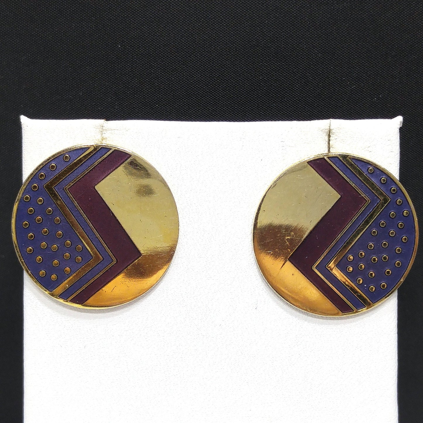 Vintage Laurel Burch Cloisonne Enamel Post Earrings, Gold Plated