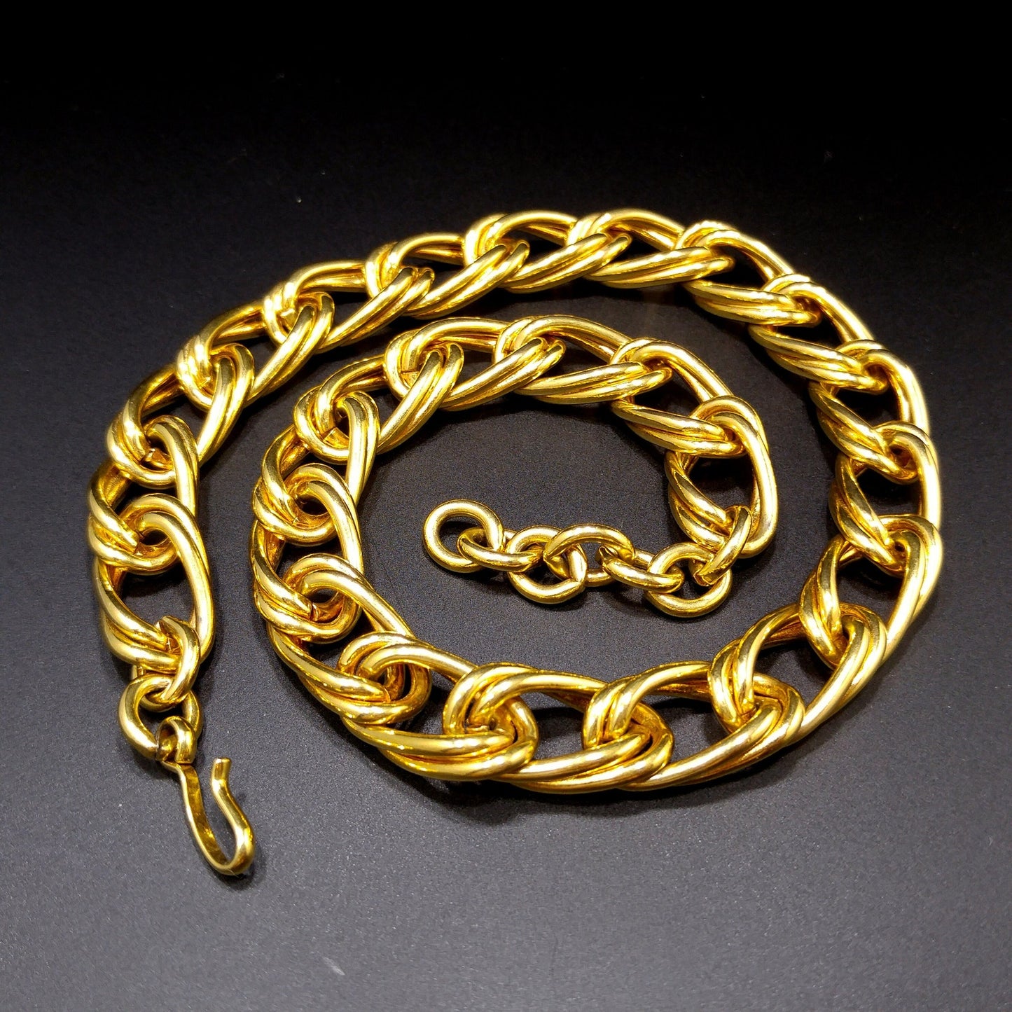 Monet Double Loop Chain Necklace, Gold Plated, 1980s Vintage Jewelry