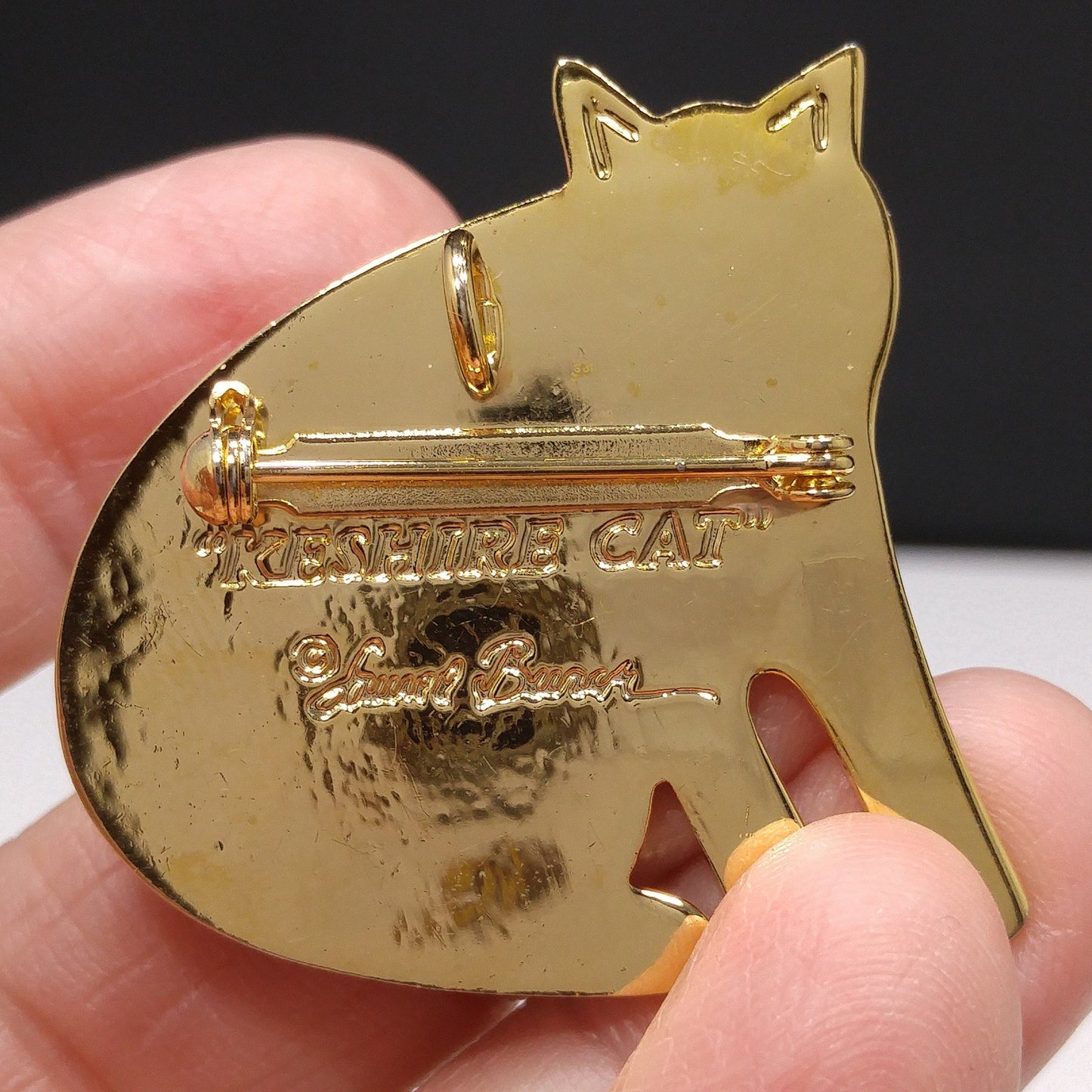 Laurel Burch "Keshire Cat" Brooch & Pendant, Cloisonné Gold Plated, 1980s Vintage Jewelry