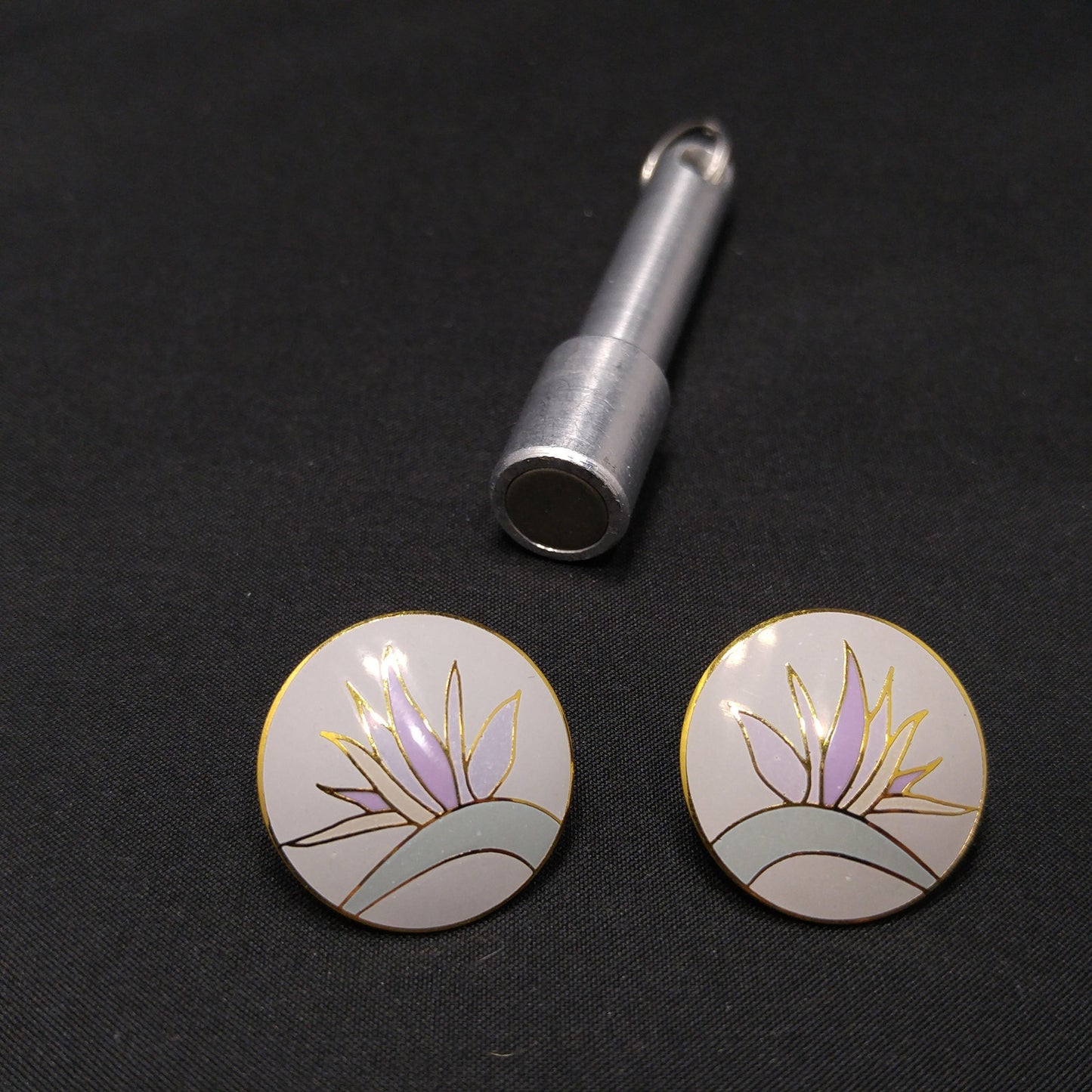 Vintage Laurel Burch Bird of Paradise Post Earrings, Gold Plated, 1980 Vintage