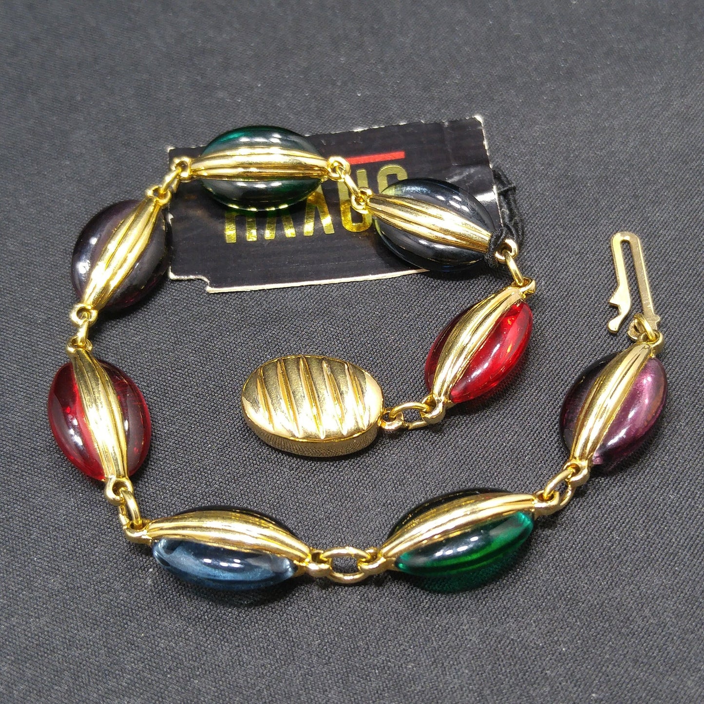 Swarovski Bracelet Multicolored Crystals, Gold Plated, Swan Logo