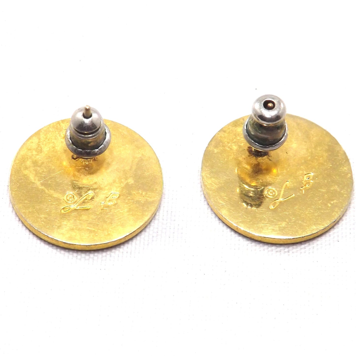 Laurel Burch Bamboo Red Post Earrings, Cloisonné Gold Plated, 1980s Vintage