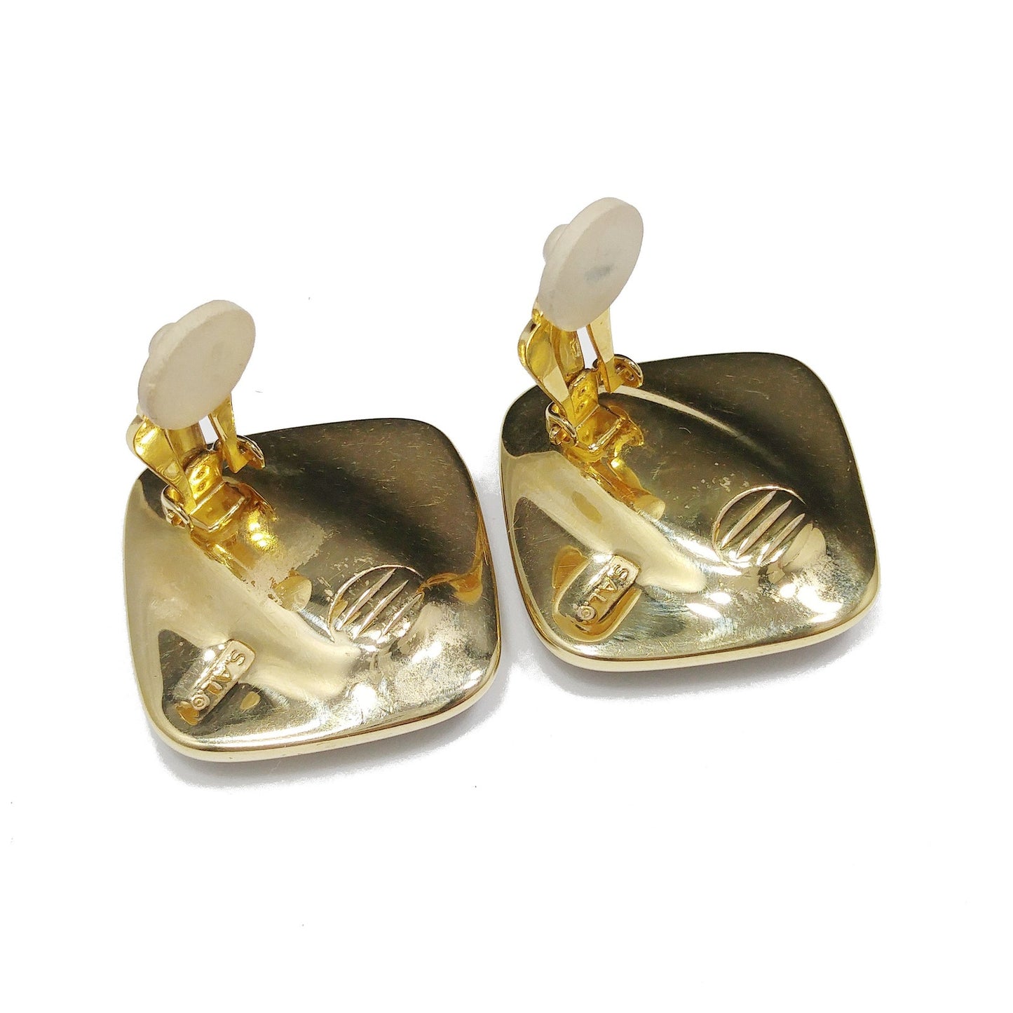 Swarovski S.A.L. Earrings, Clear Crystal & Black Enamel, 1970s–1980s Vintage