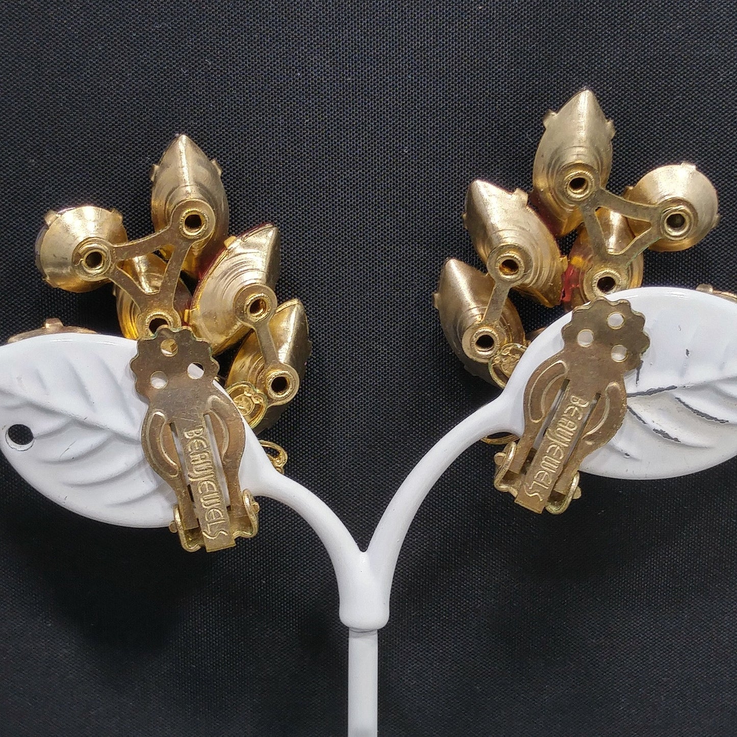 Vintage Beau Jewels Rhinestone Set – 1950s Brooch & Earrings, Red AB Crystals