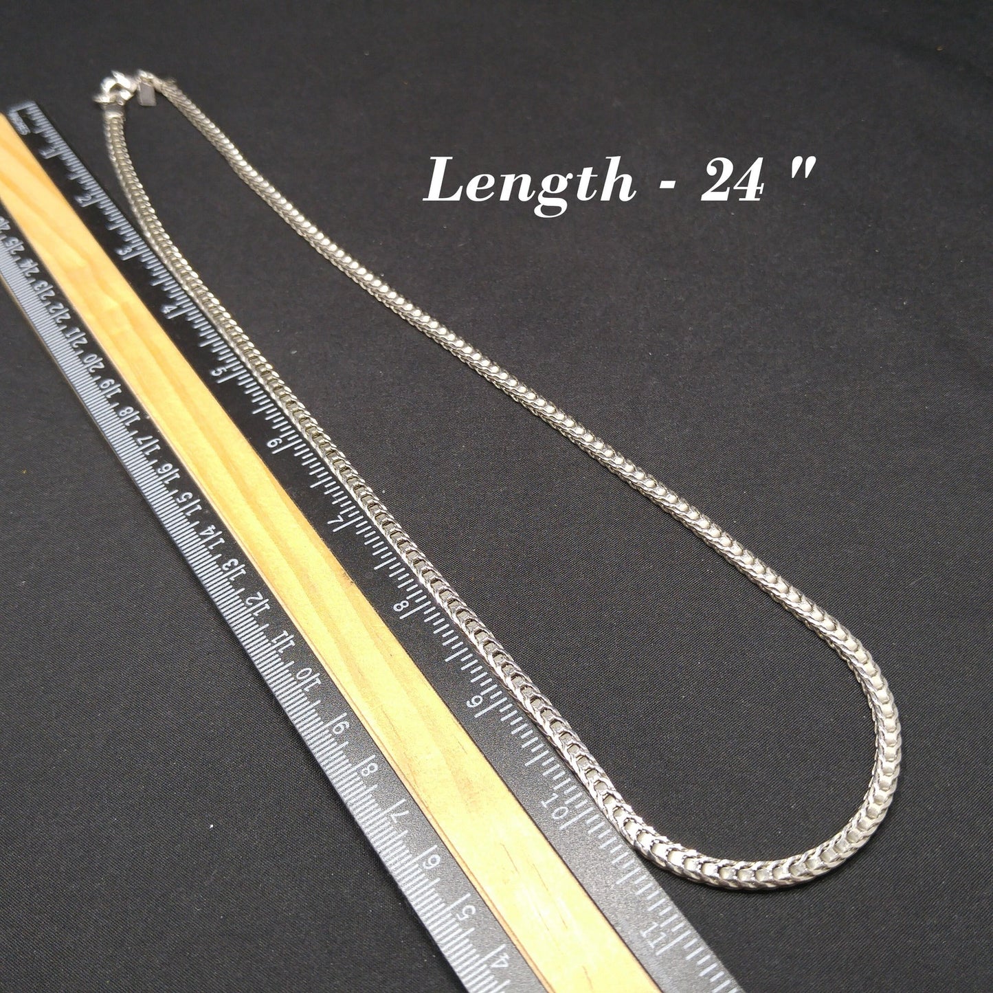 Monet Wheat Chain Necklace, Rhodium Plated, 24 Inches, 1980s Vintage Jewelry