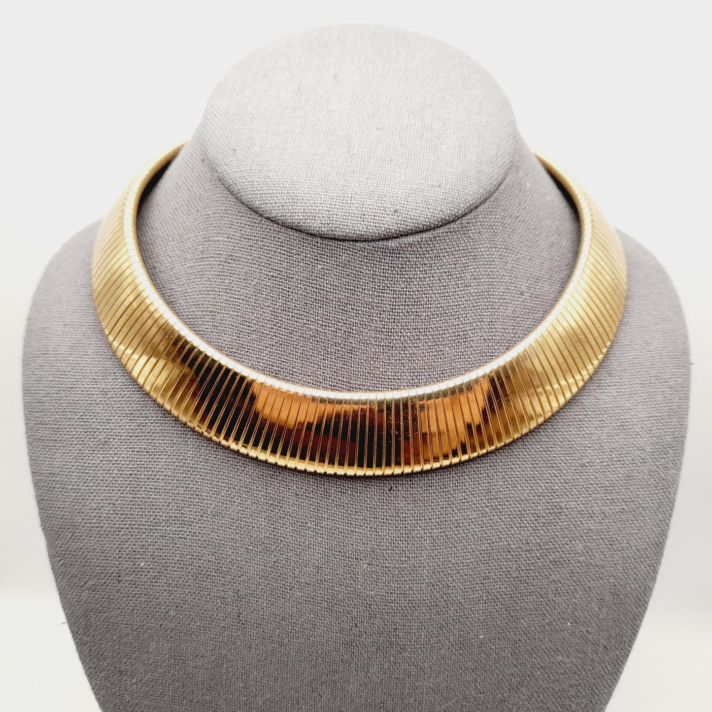 Kenneth Lane Gold Plated Wide Ribbed Choker Necklace
