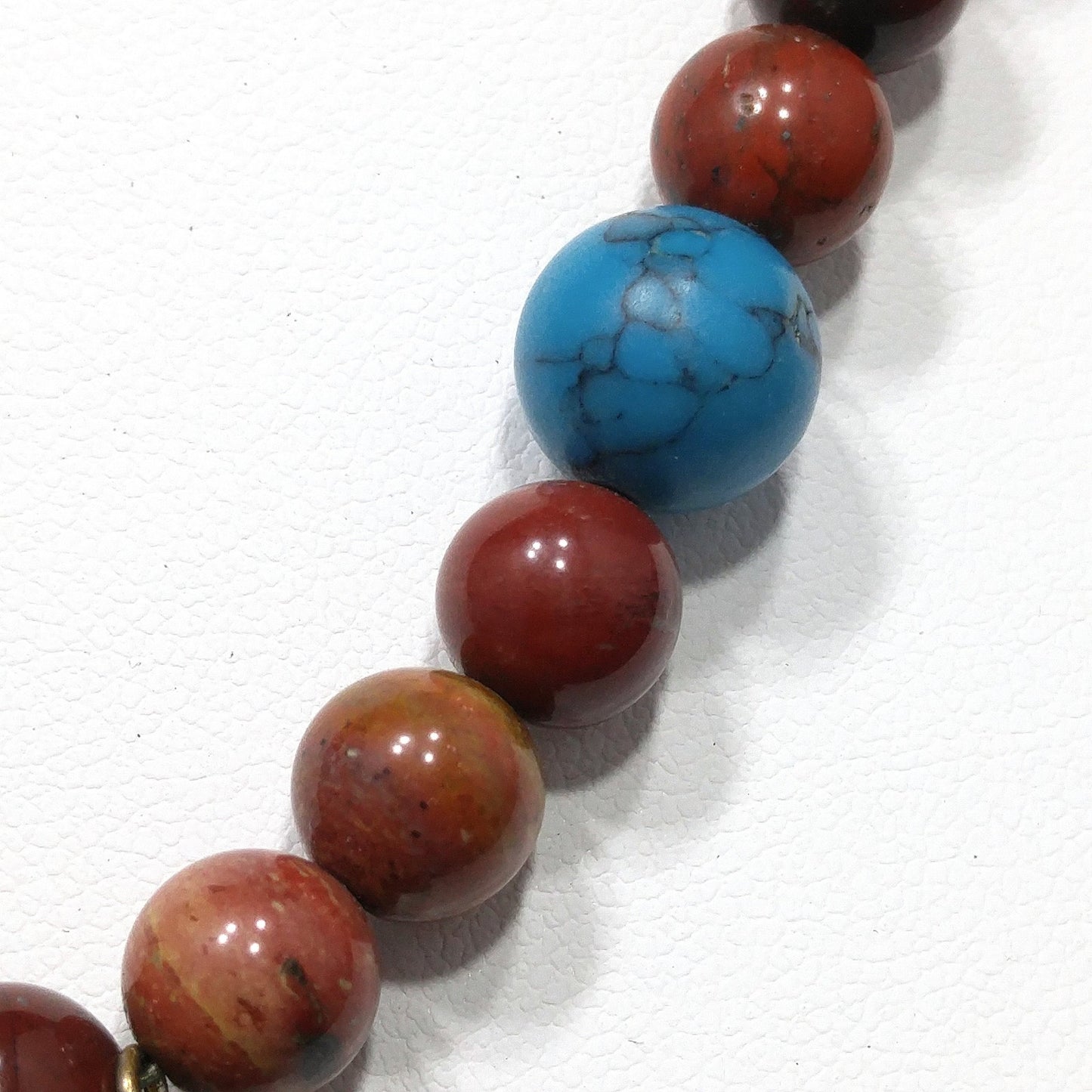 Gemstone Pendant Beaded Necklace, Red Jasper, 1980s Vintage Jewelry