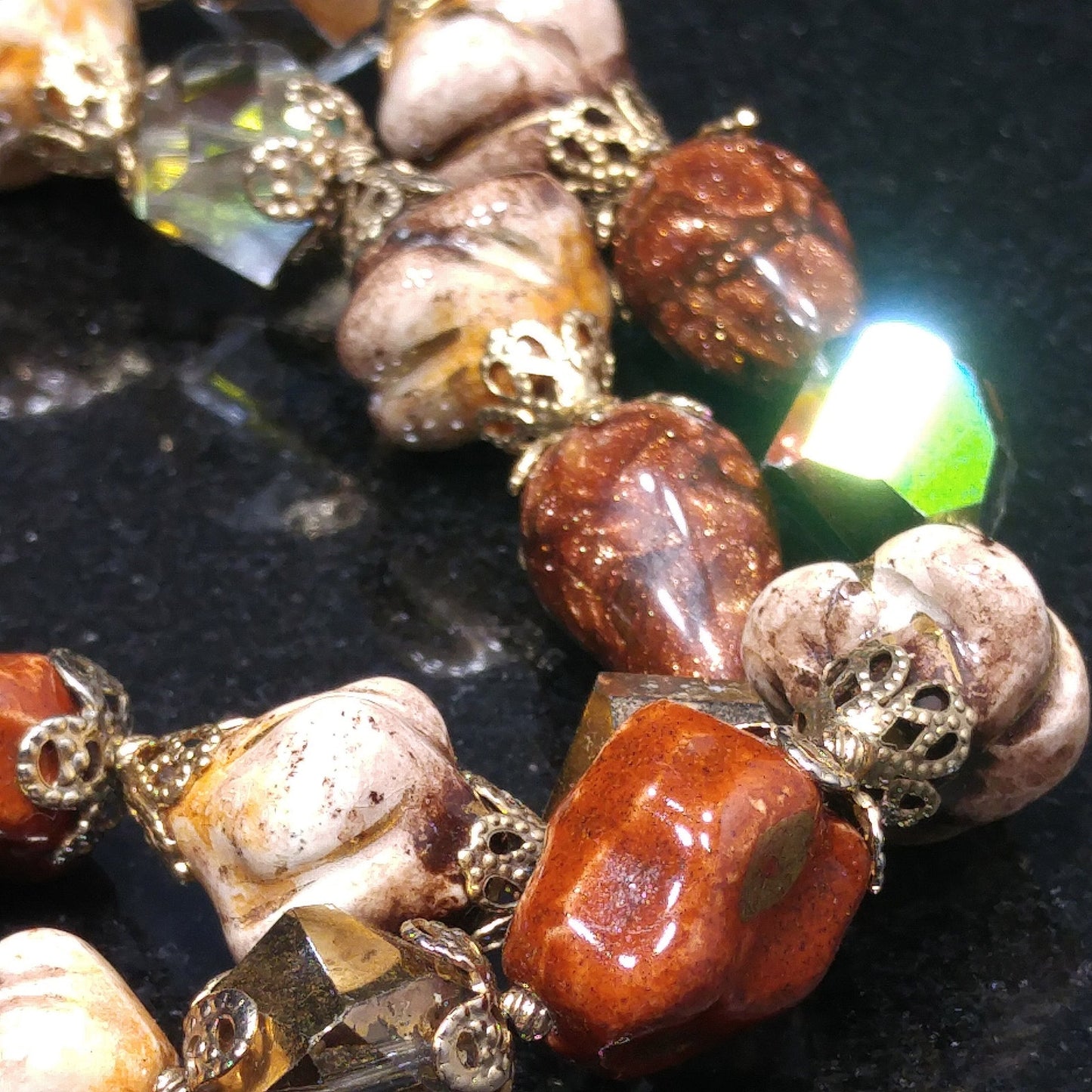 Vendome Two Strand Beaded Necklace, Crystals & Art Glass, 1950s Vintage Jewelry