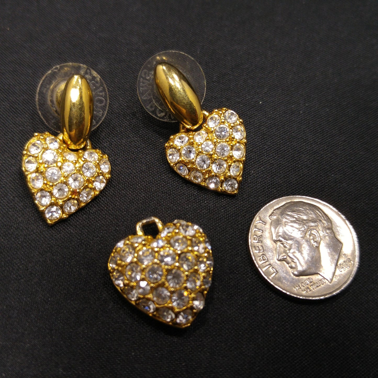 Swarovski Swan Logo Heart Earrings & Pendant Set, Gold Plate, Clear Pave Crystal
