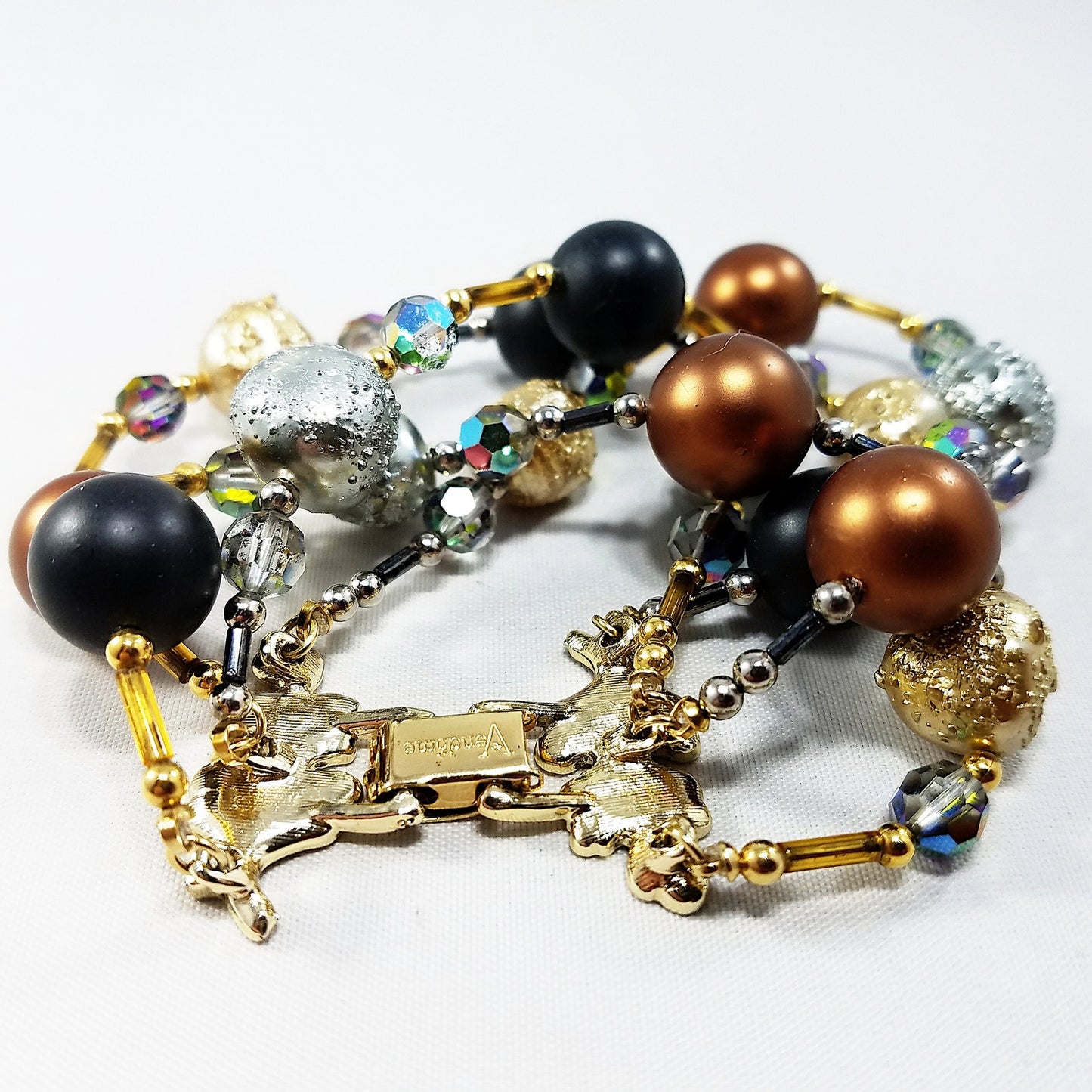 Vintage Vendome Beaded Bracelet, 4 Strands Crystal Aurora Borealis Beads