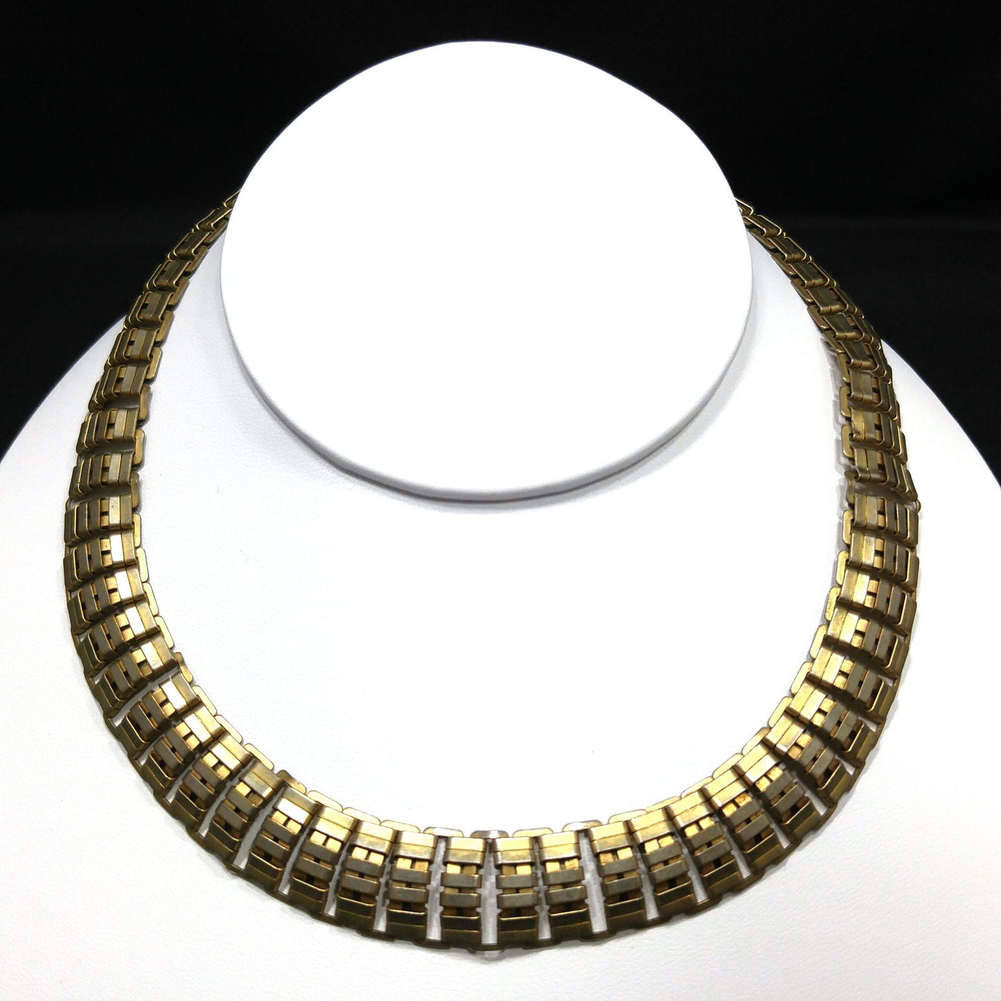 Vintage Brass Chain Choker Necklace, Traces of Vermeil, 1930s Vintage Jewelry