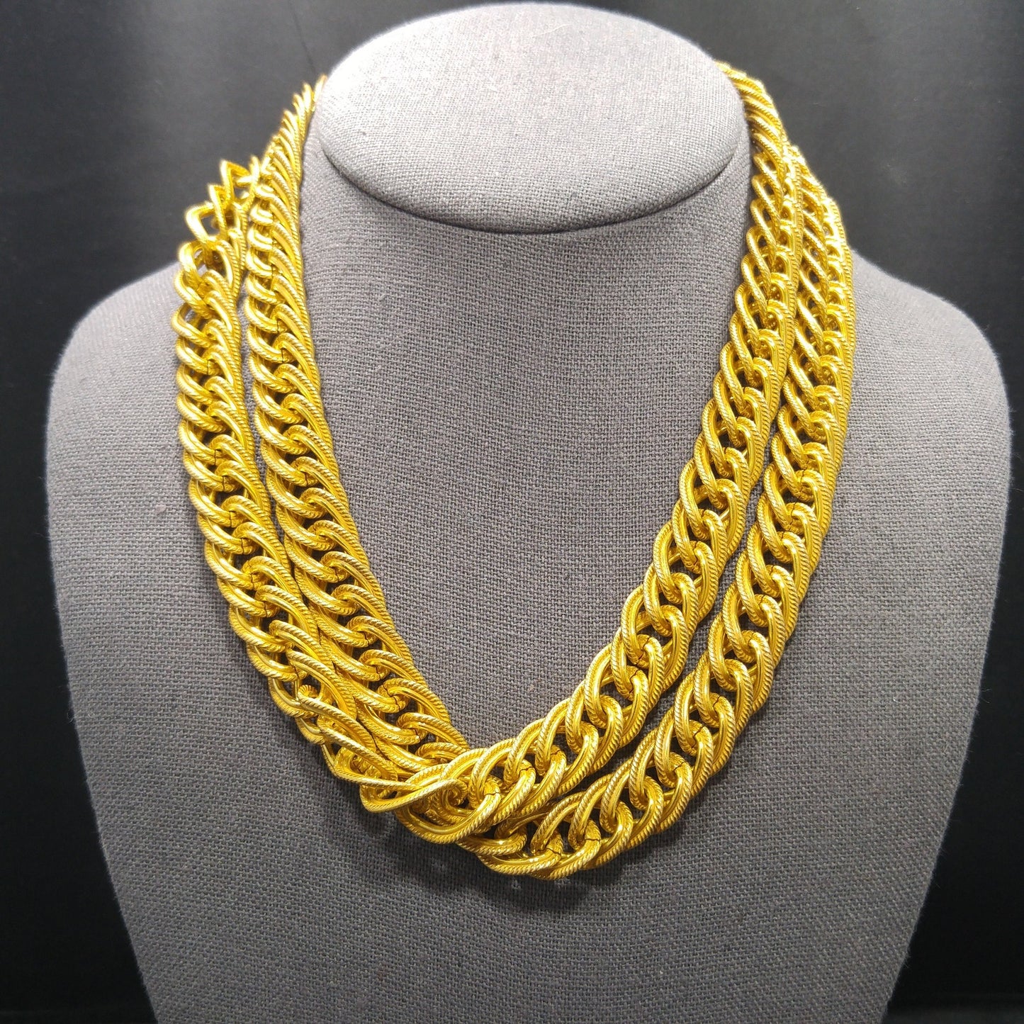 Miriam Haskell Gold Plated Chain Necklace, Large Links, 57 Inches, 1950s Vintage Jewelry