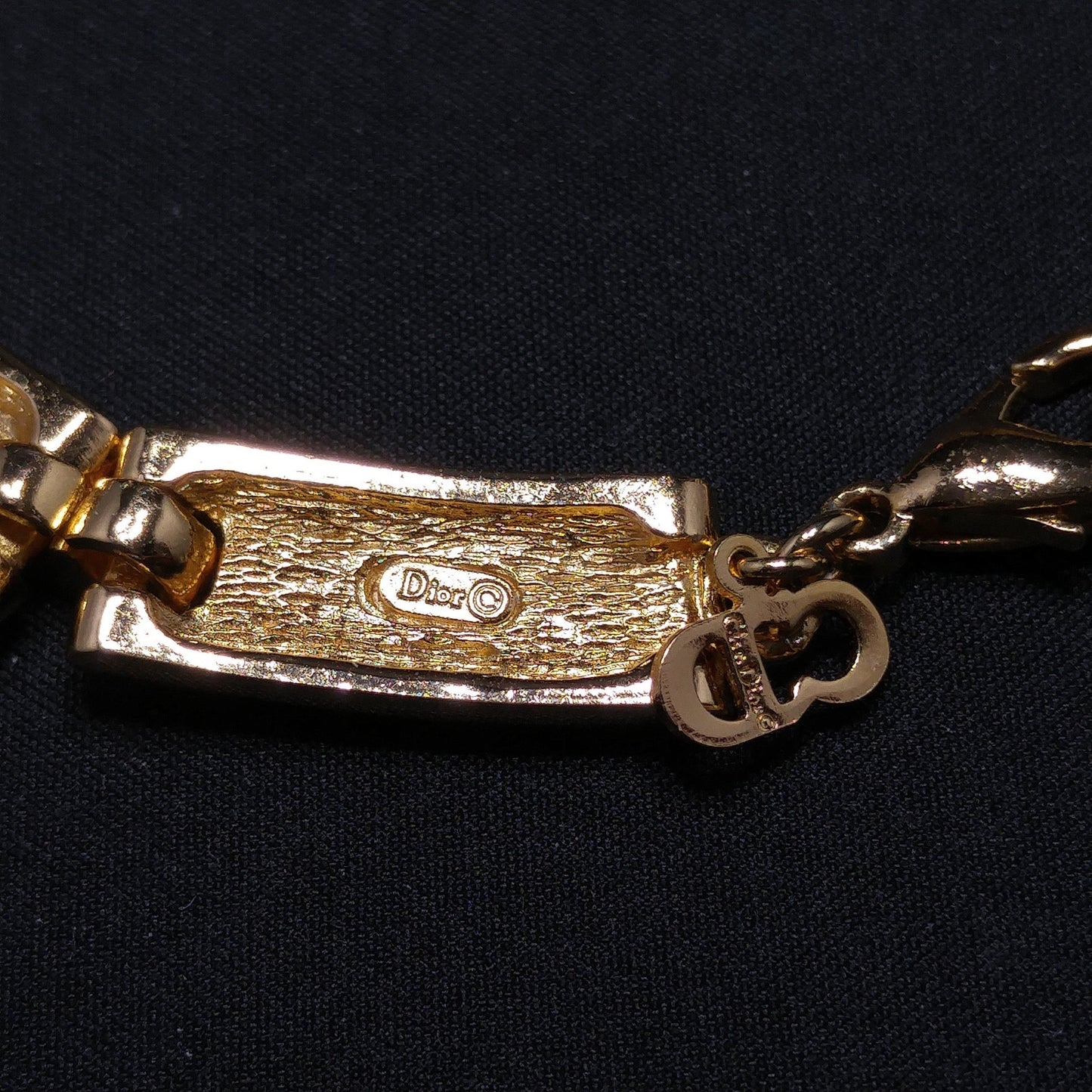 Vintage Christian Dior Choker Textured Links Necklace, Gold Plated, 1980s