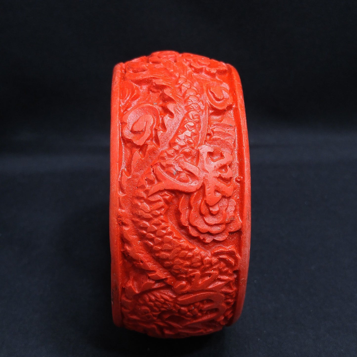 Chinese Carved Dragon Wide Bangle Bracelet, 1960 Vintage Jewelry