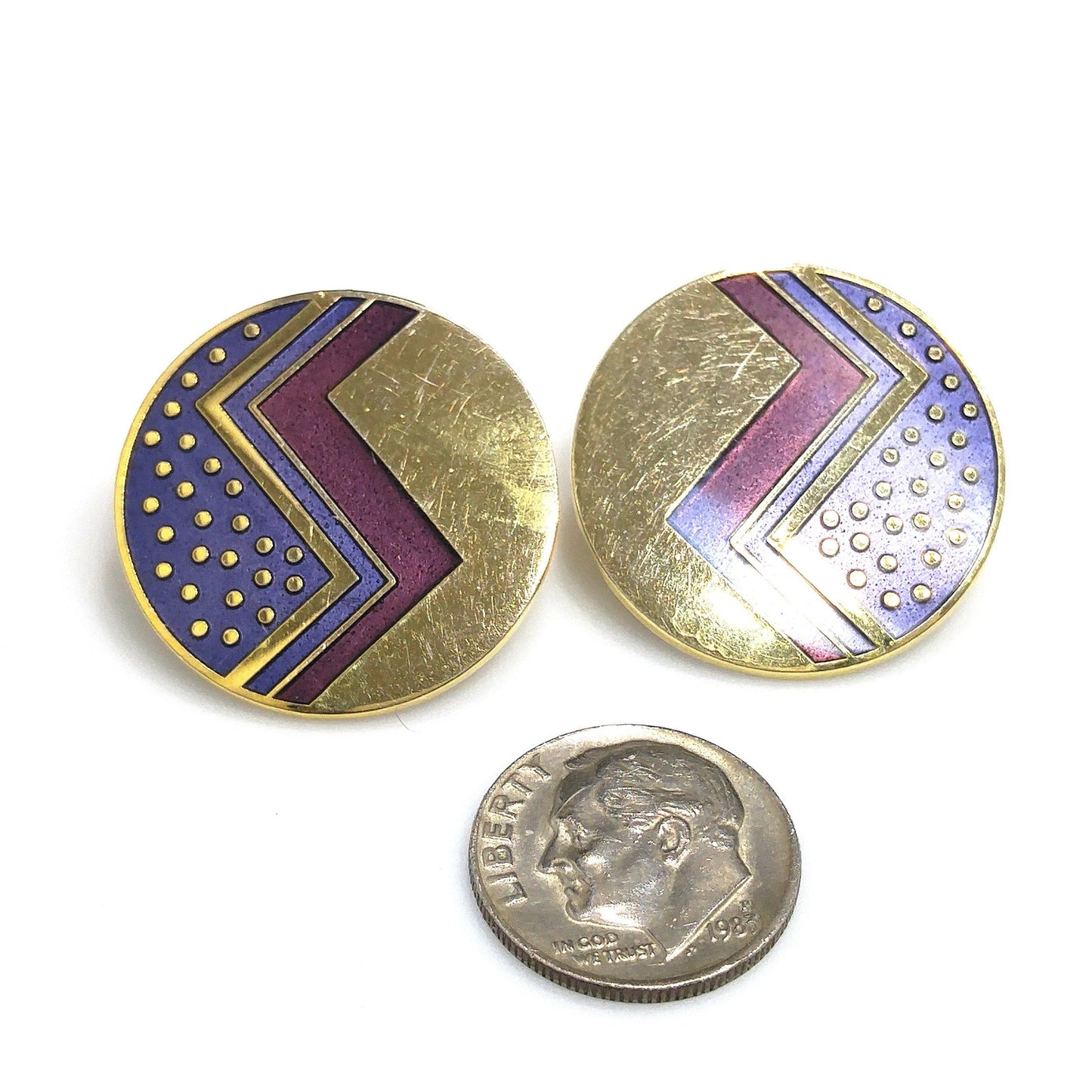 Vintage Laurel Burch Cloisonne Enamel Post Earrings, Gold Plated