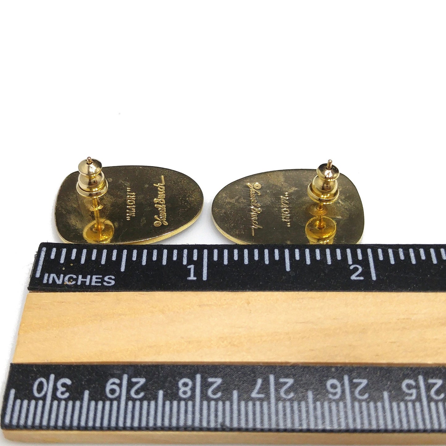 Vintage Laurel Burch "Maori" Post Earrings, Tribal Faces, Gold Plated