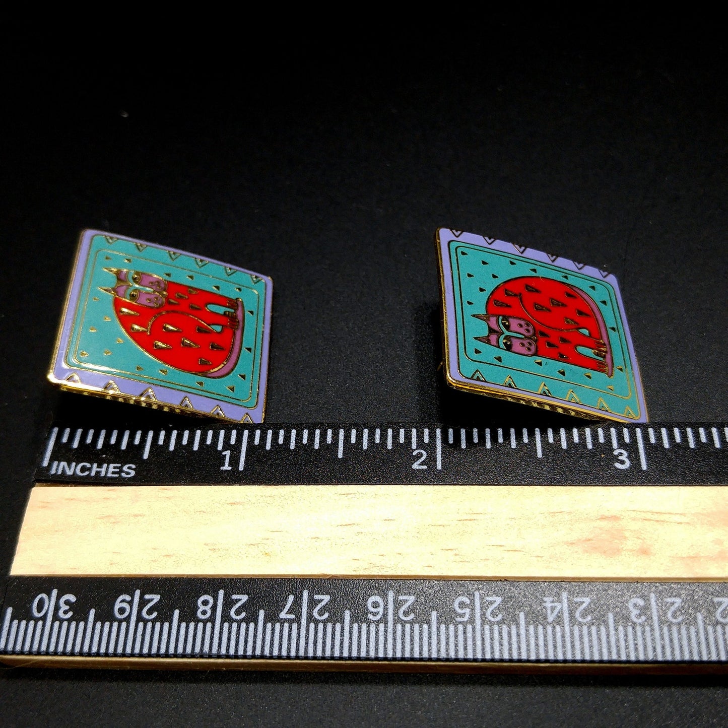 Laurel Burch "Fantastic Feline" Large Cat Post Earrings, Gold Plated, 1980s Vintage Jewelry