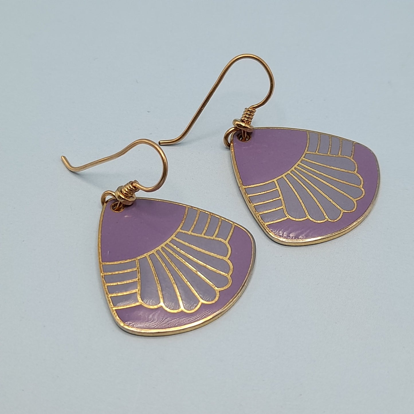 Vintage Laurel Burch Gold Plated Purple Waterfall Earrings