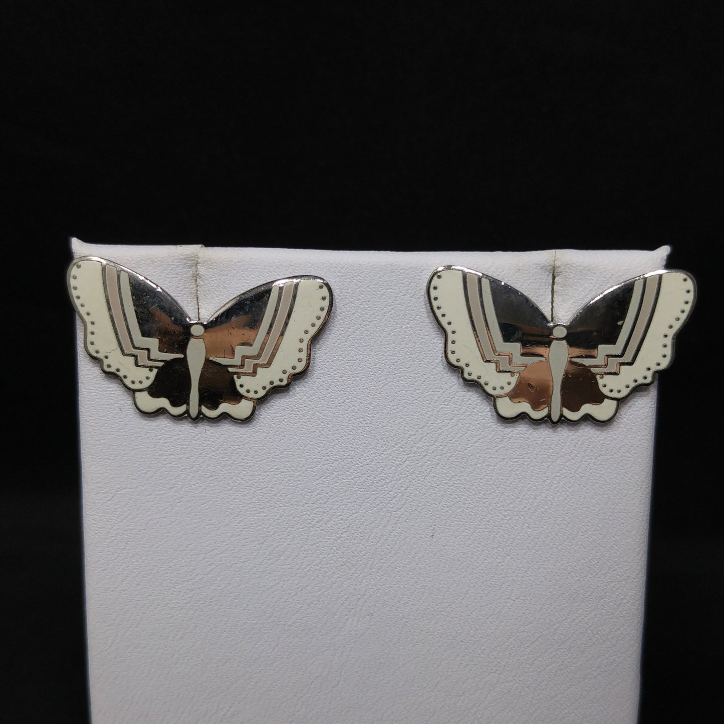 Laurel Burch "Papillon" Post Earrings, Butterfly Cloisonné Enamel, 1980s Vintage