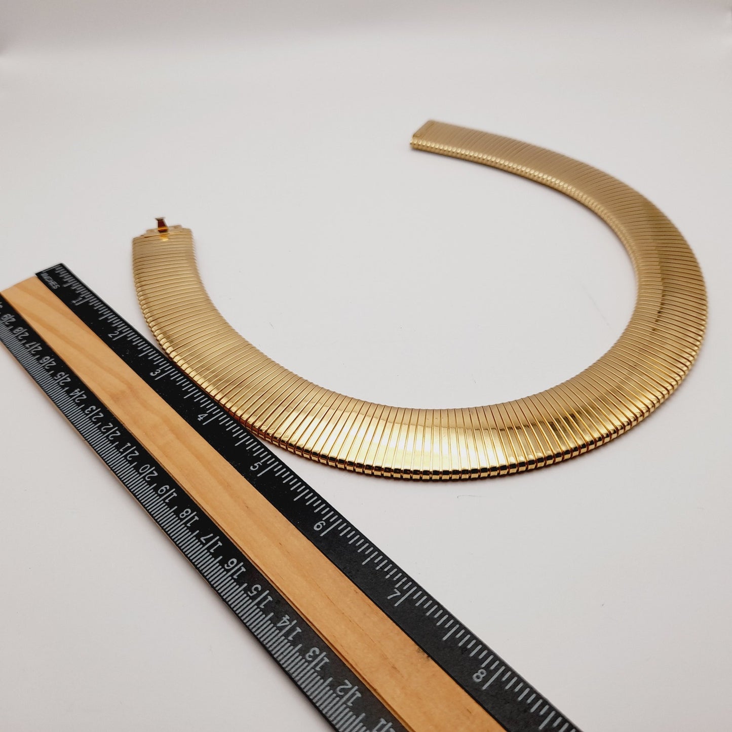Kenneth Lane Gold Plated Wide Ribbed Choker Necklace