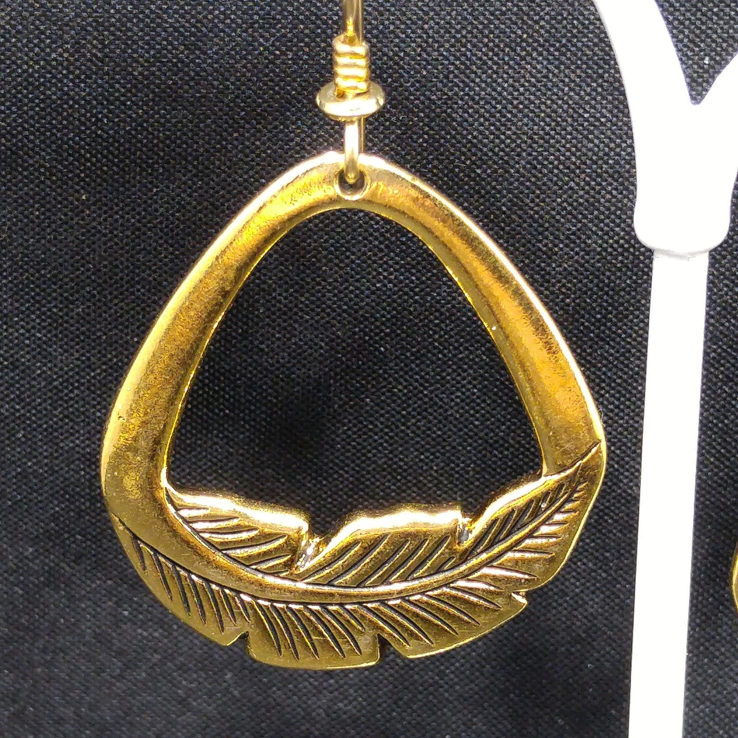 Vintage Laurel Burch Palm Leaf Dangle Earrings, Gold Plate