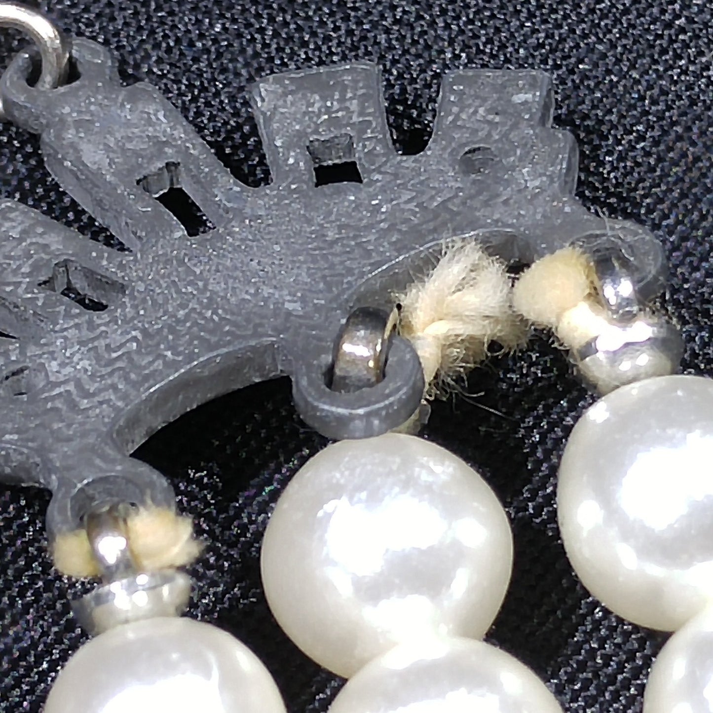 Faux Pearl AB Crystal Beaded Necklace, 3 Strands, 1950s Vintage Jewelry