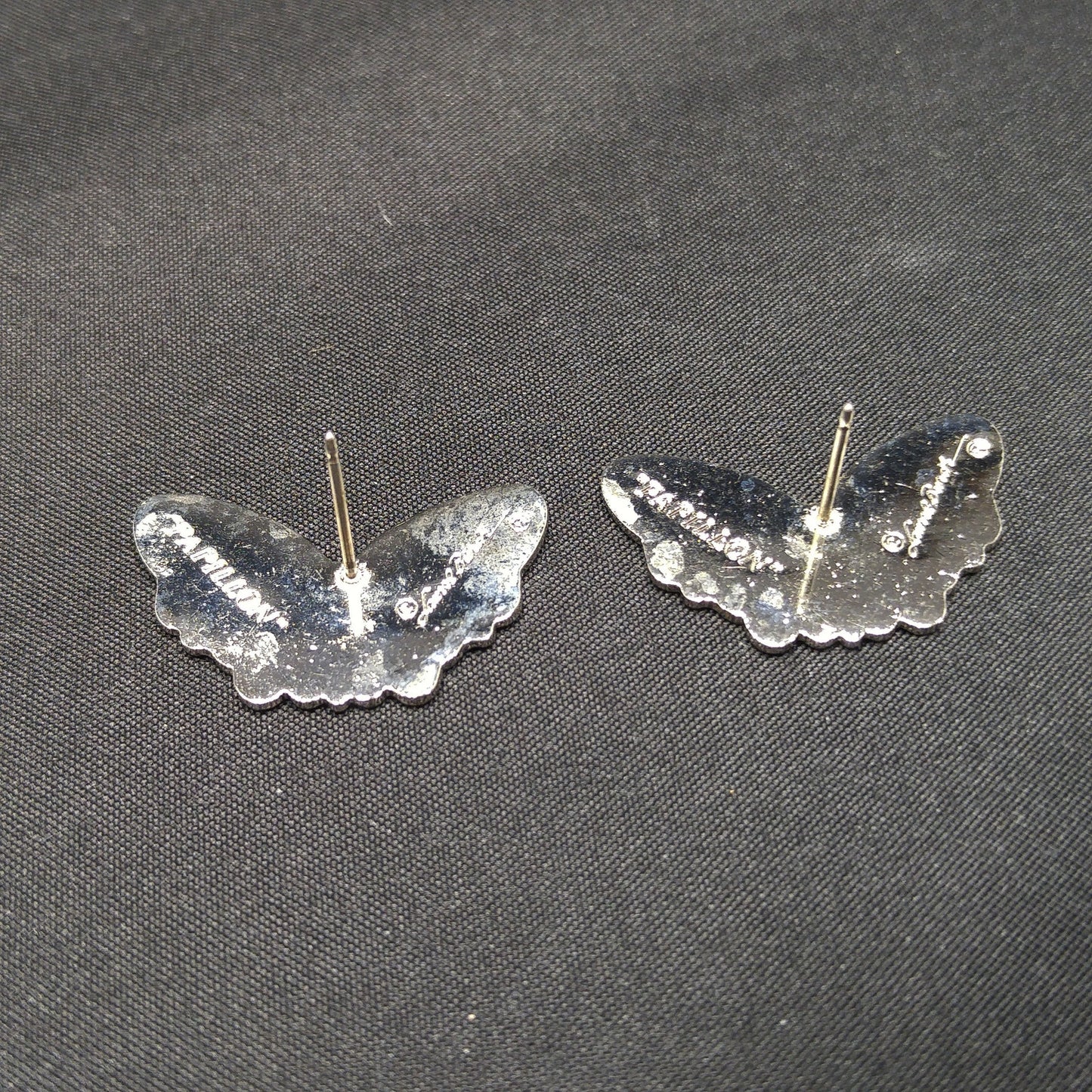 Laurel Burch "Papillon" Post Earrings, Butterfly Cloisonné Enamel, 1980s Vintage