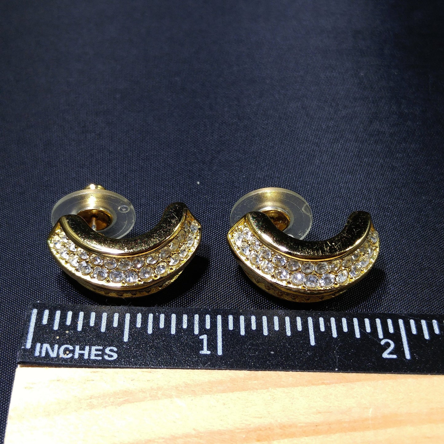 Vintage Christian Dior Rhinestone Hoop Earrings – Gold Plated Pave 1990s Designer Jewelry