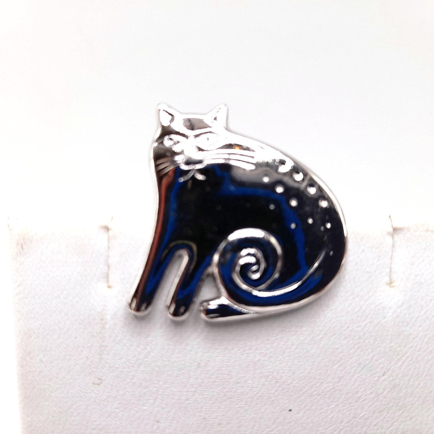 Vintage Laurel Burch Cat Brooch, Rhodium Plated, 1980s Vintage Jewelry