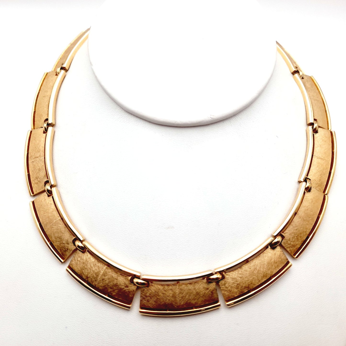 Vintage Trifari Satin Finish Gold Plated Choker Clip Earrings Set