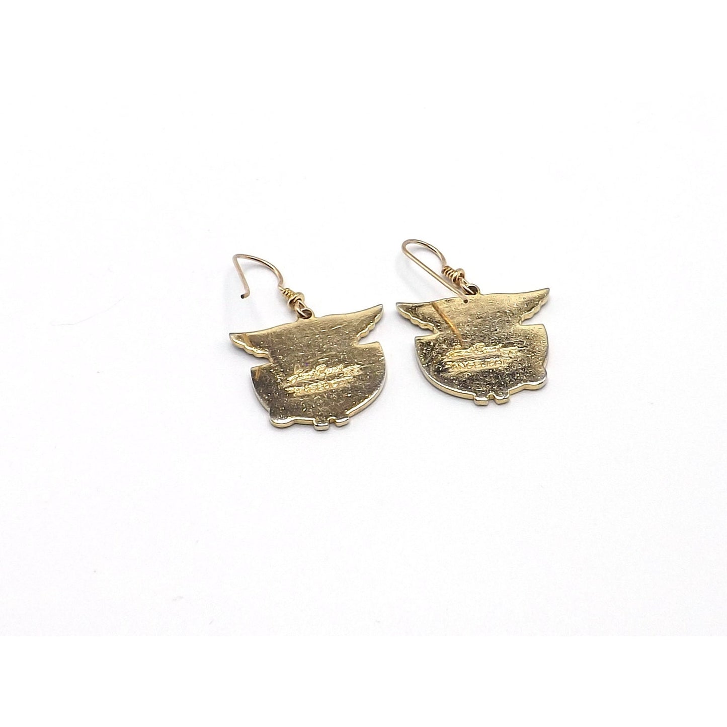 Laurel Burch "Angelicat" Earrings, Gold Plated Cloisonne & Enamel, Cat Lovers Earrings, 1980s Vintage Jewelry