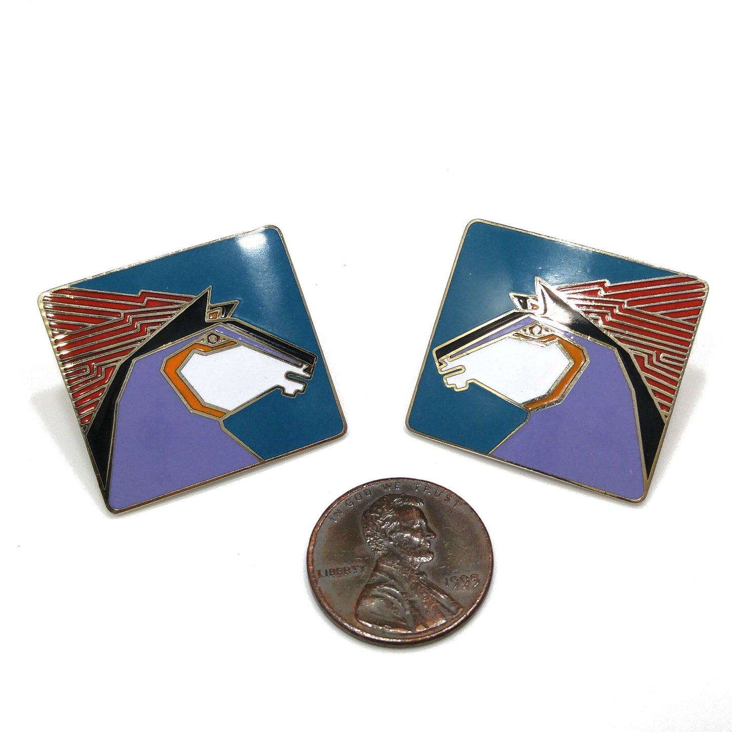Vintage Laurel Burch "Stallion" Horse Post Earrings, Gold Plated, 1980s