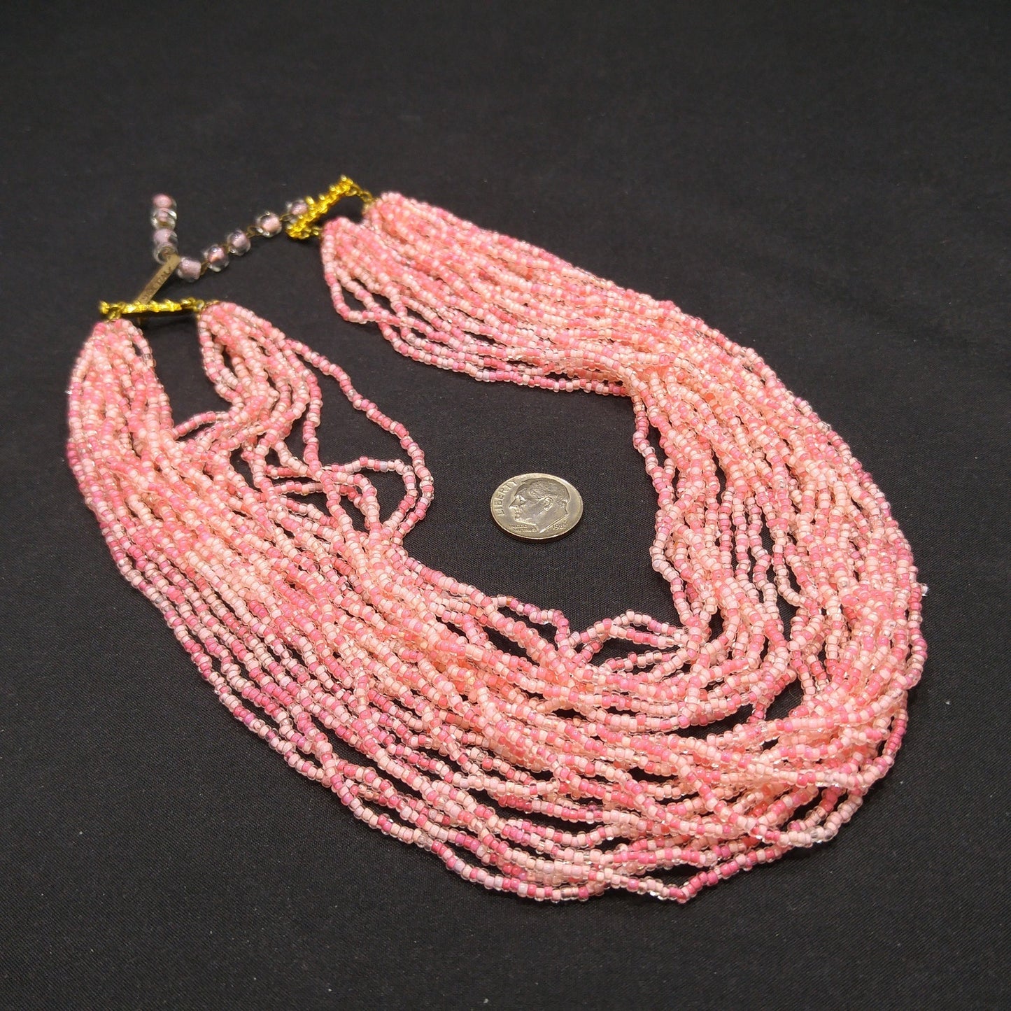Italian Seed Bead Glass Necklace, 24 Strands, Made Italy, 1950s Vintage Jewelry