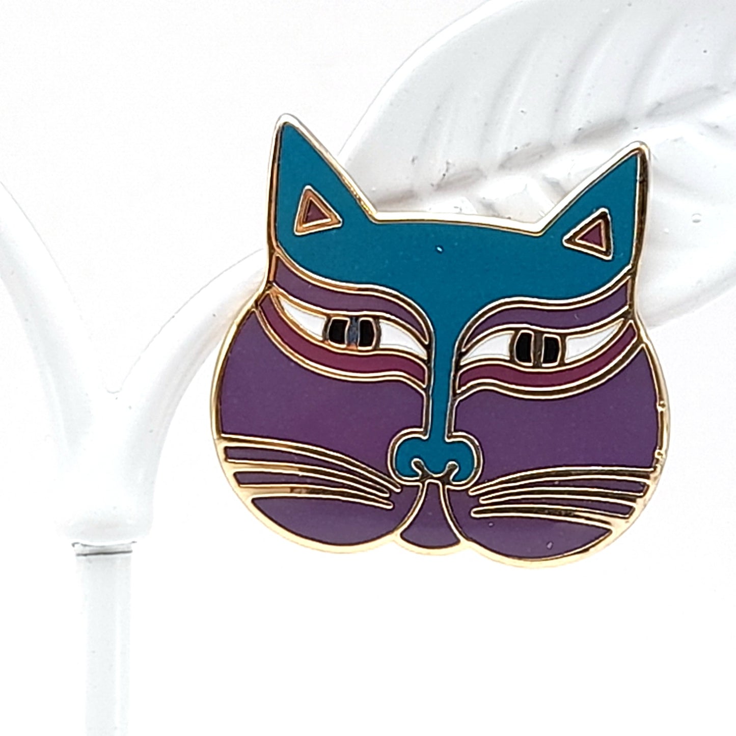 Vintage Laurel Burch Siamese Cats Purple Face Post Earrings