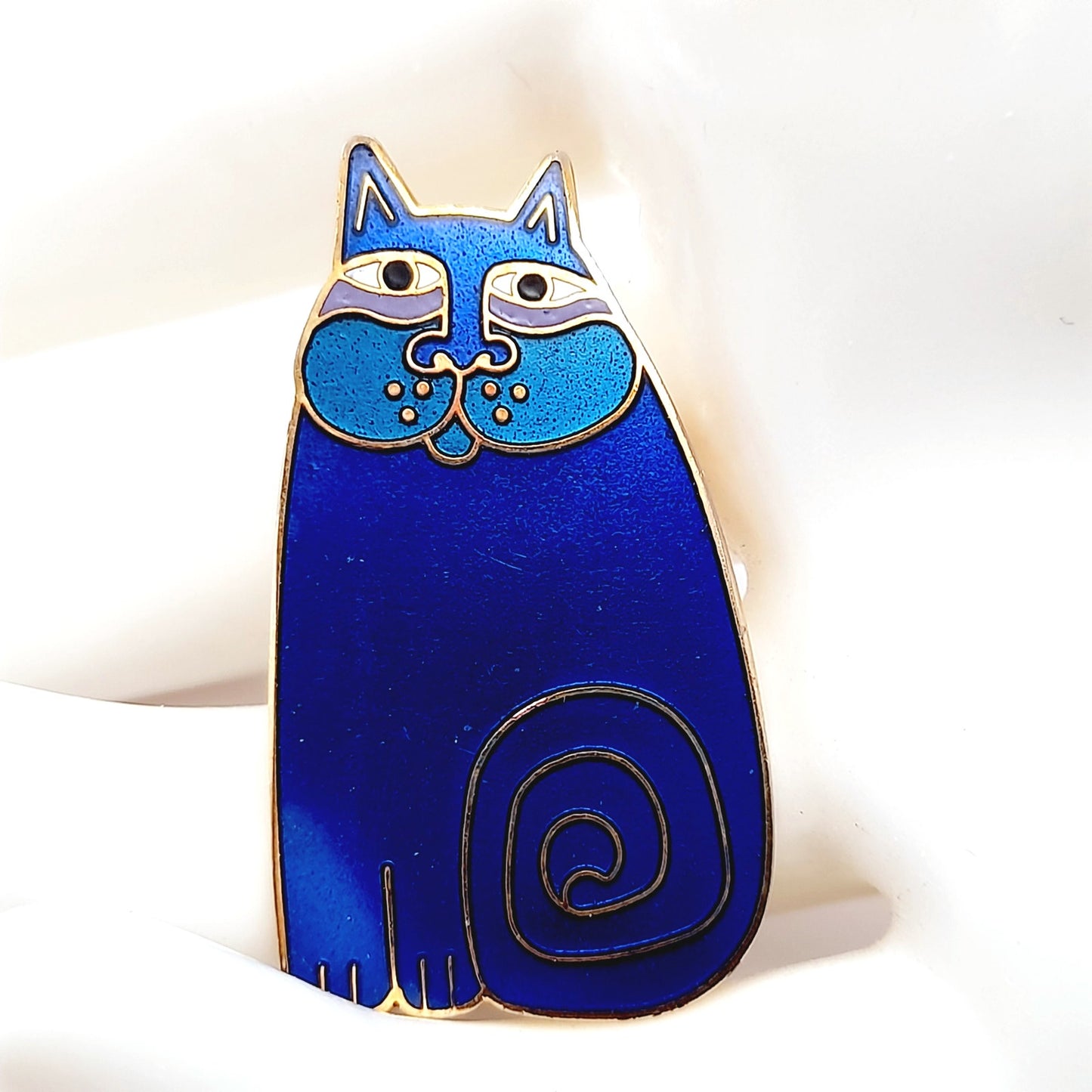 Vintage Laurel Burch Olivia Blue Cat Brooch