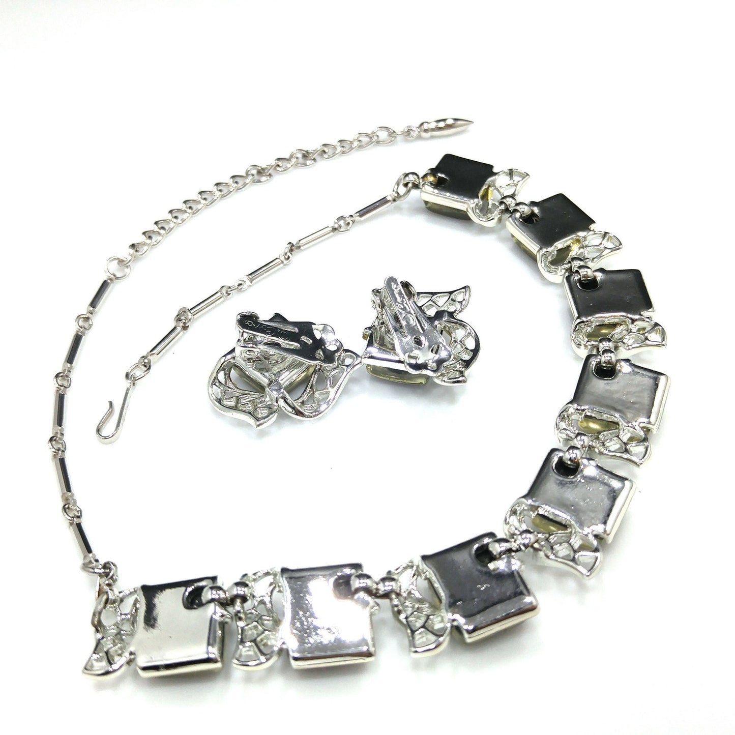 Coro Confetti Lucite Necklace Clip Earrings, 1950s Vintage Jewelry
