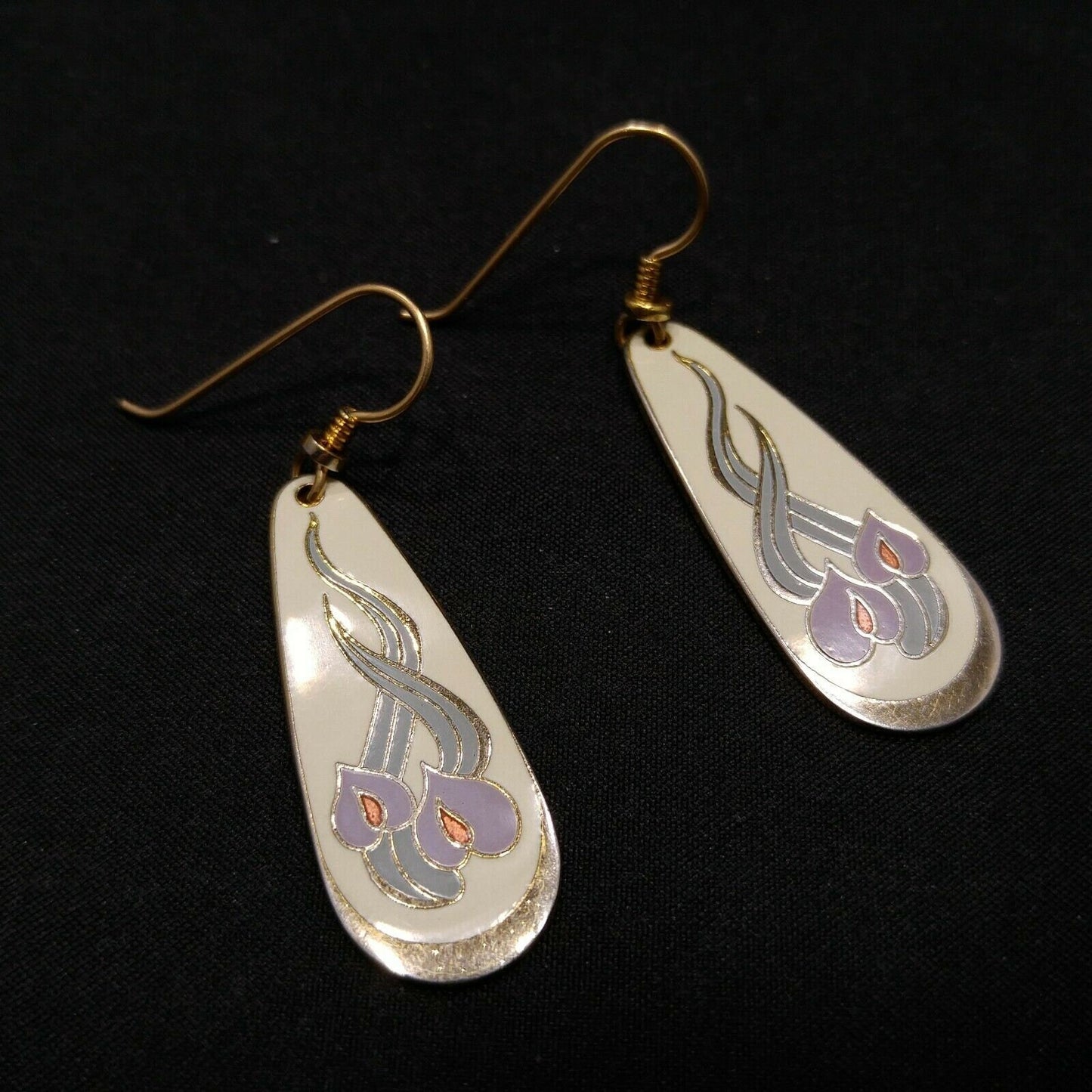 Vintage Laurel Burch "Wild Anthurium" Dangle Earrings, Gold Plated, 1980s