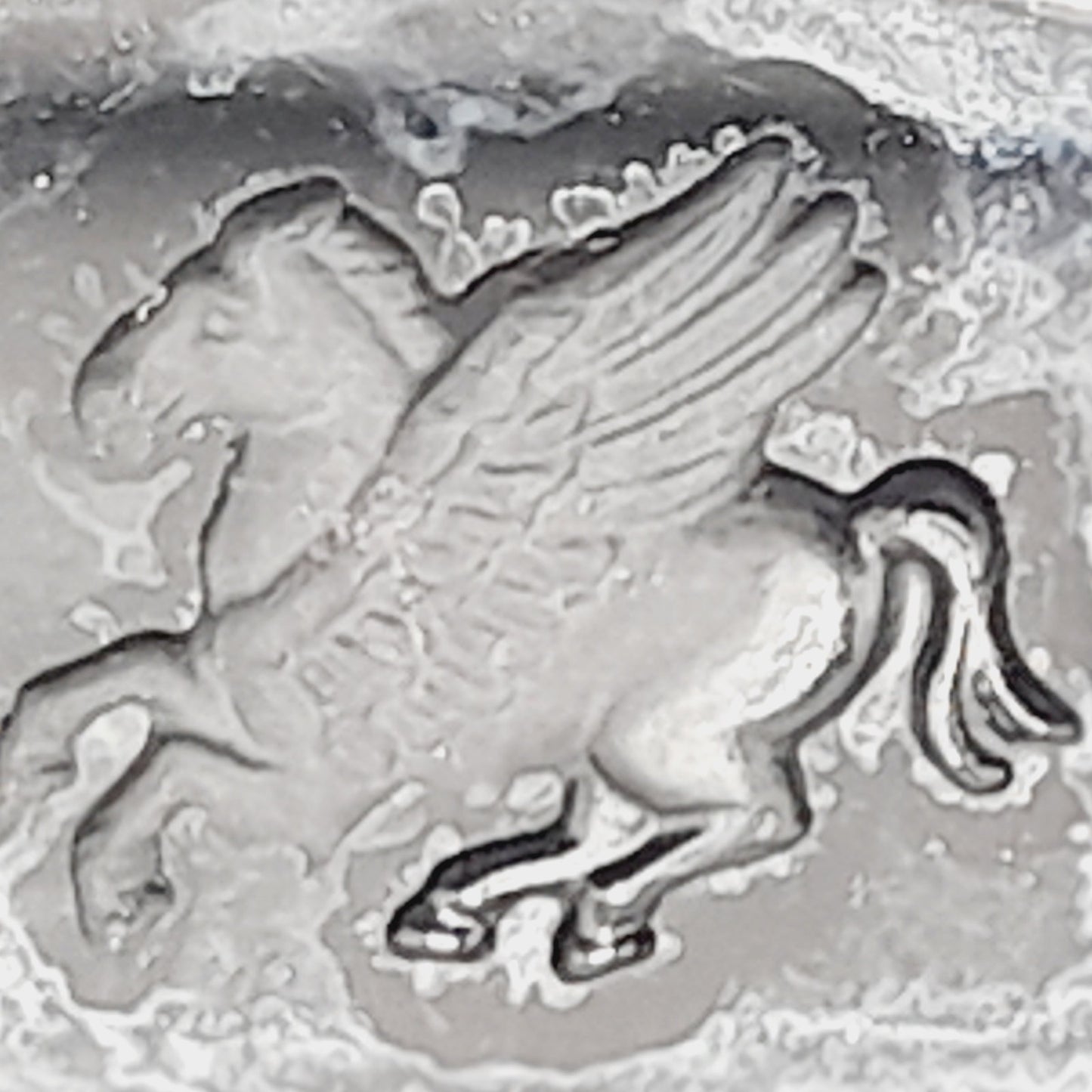 Monet Silver Tone Black Glass Pegasus Pendant Necklace – 16 Inches