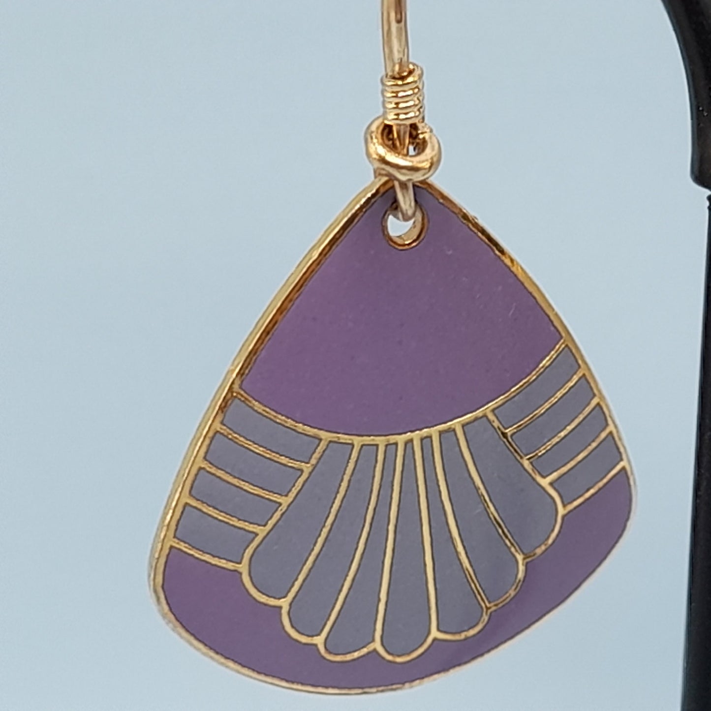 Vintage Laurel Burch Gold Plated Purple Waterfall Earrings