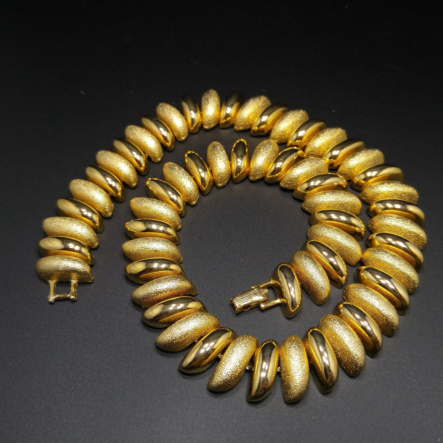 Vintage Smooth Textured Choker Necklace, Gold Plated, 1980s Vintage Jewelry