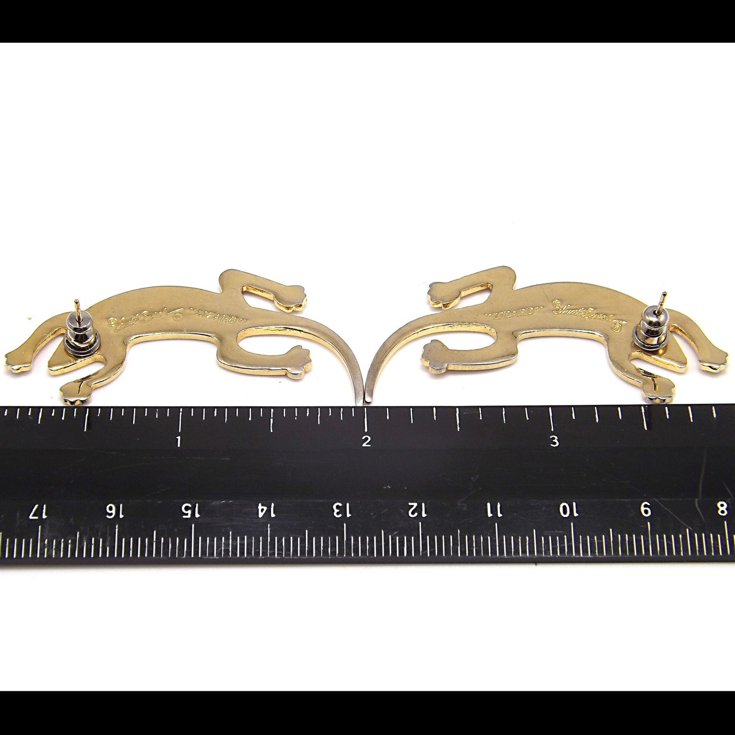 Vintage Laurel Burch Red Enamel "Lizard" Earrings, Gold Filled Posts, 1980s