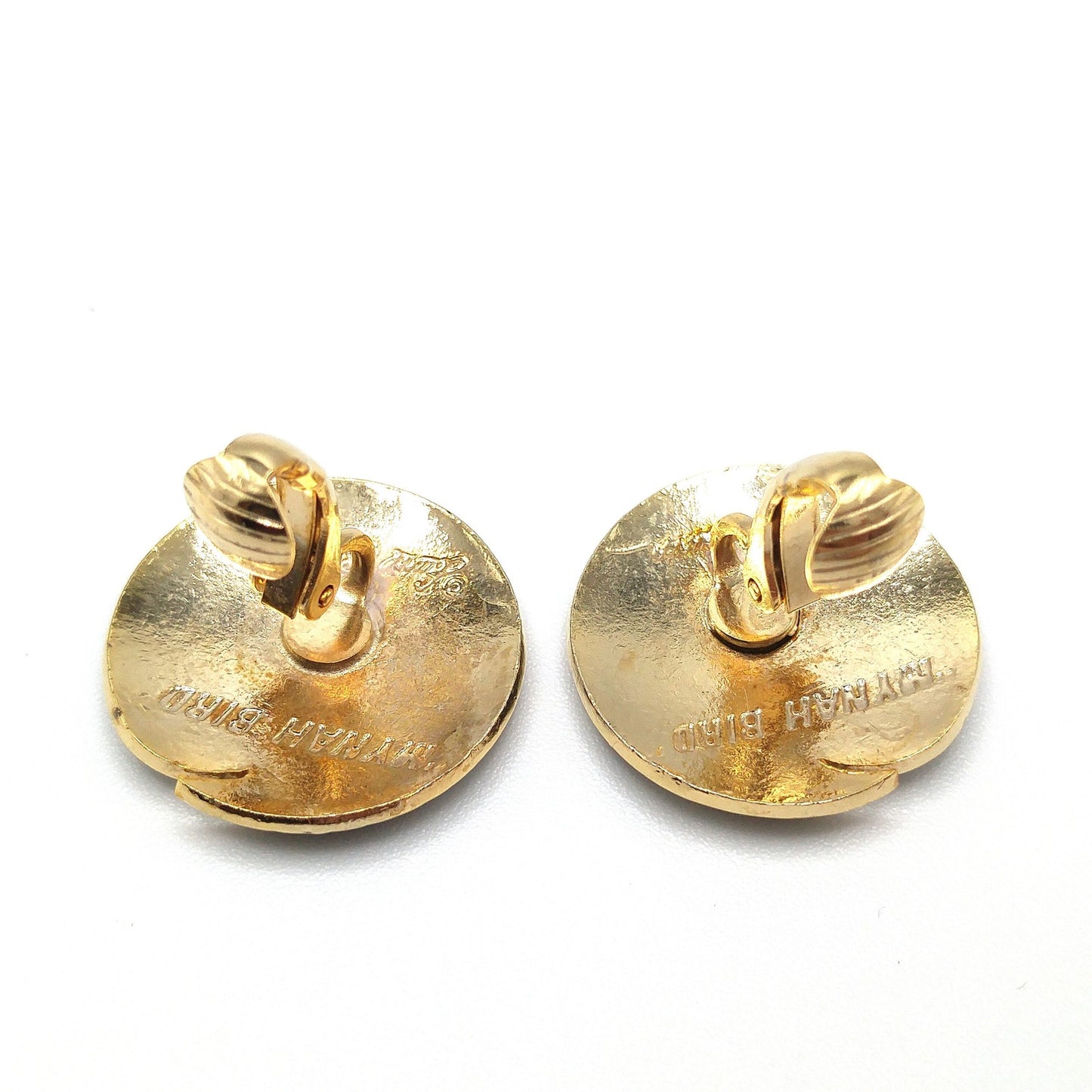 Laurel Burch "Mynah Bird" Black Clip Earrings, Gold Plated, 1980s Vintage