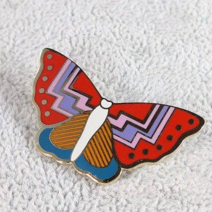 Laurel Burch Butterfly "Papillon" Brooch, Gold Plated Cloisonne Enamel, 1980s Vintage Jewelry