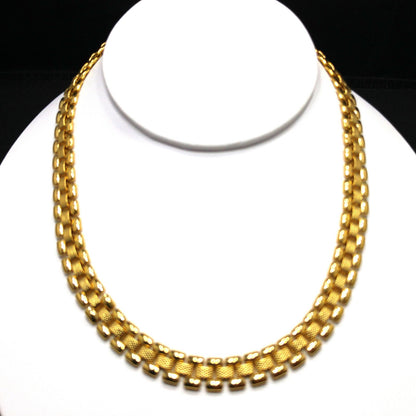 Vintage Monet Interlocking Chain Choker Necklace, Gold Plated, 1970s Vintage