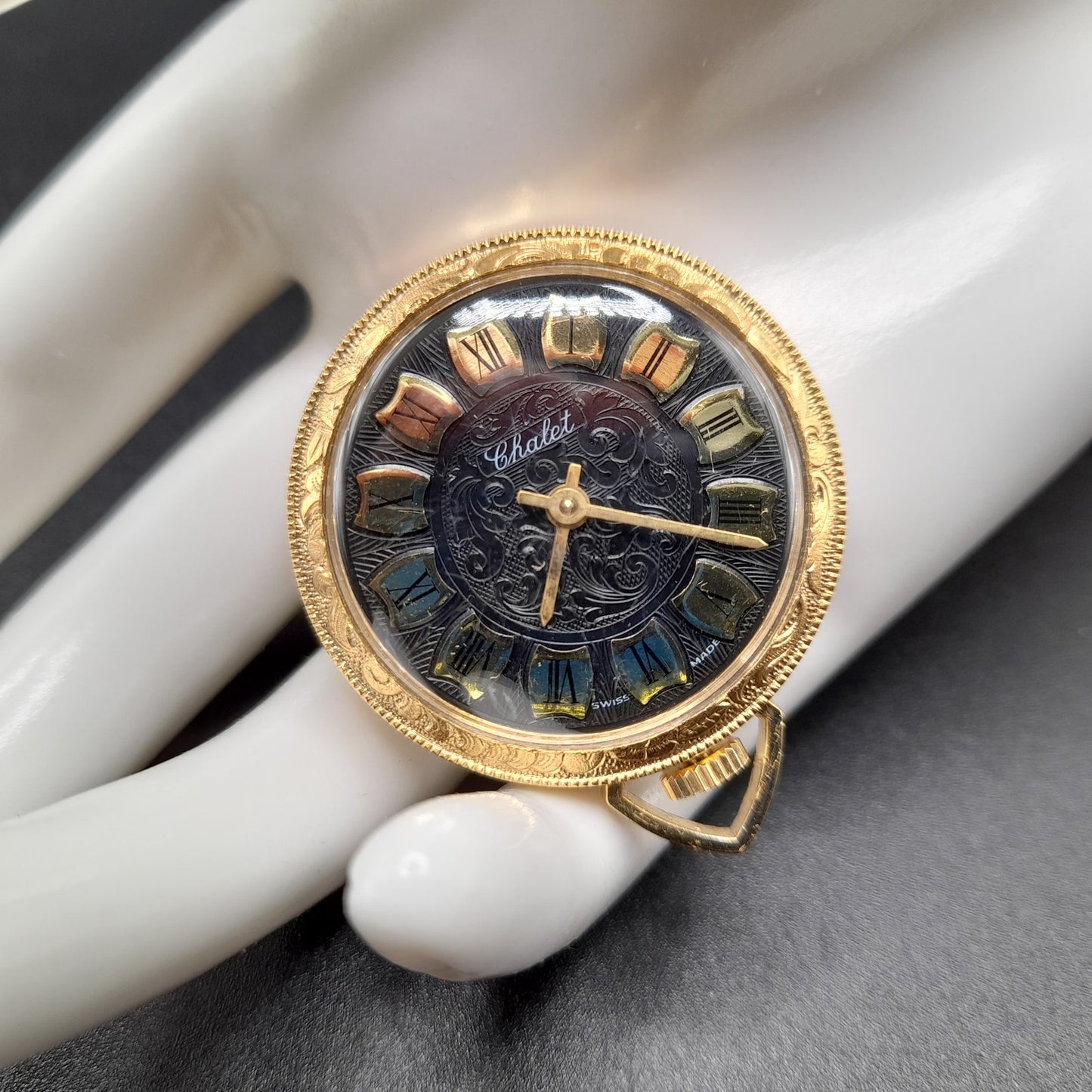 Vintage Chalet Watch Pendant, Runs, Wind-up, Swiss Made, Working