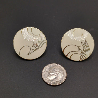 Vintage Laurel Burch "Celestial Birds" Clip Earrings, Gold Plated