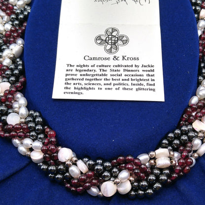 Jackie Kennedy Replica Necklace – Camrose & Kross JBK Garnet Pearl Hematite, 1990s