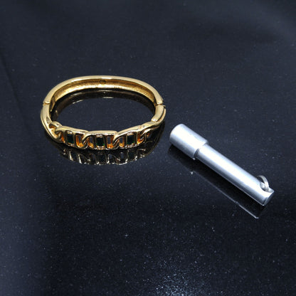 Vintage Swarovski Gold Bracelet – Green & Clear Rhinestones, Swan Logo, 1980s