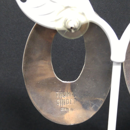Thomas Singer Sterling Earrings, Navajo Post Silver, 1980's Vintage Jewelry